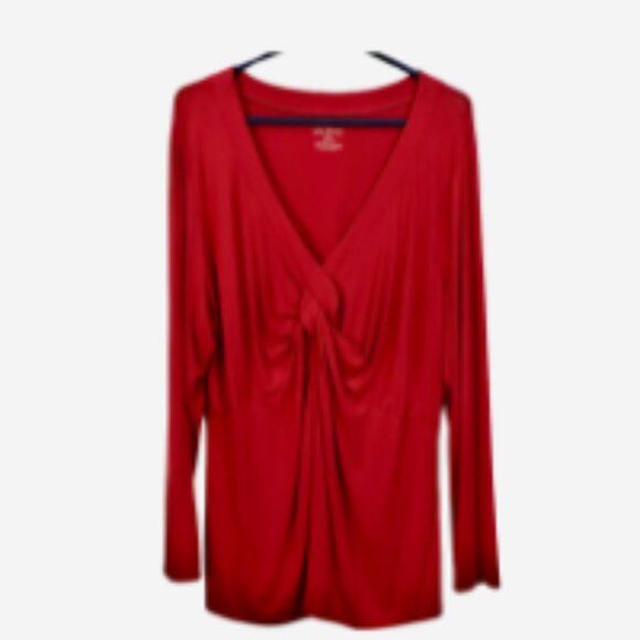 Lane Bryant Top Swing Blouse Women's Size 22-24 (3X) Cabernet Twist Front V-Neck - Picture 4 of 5